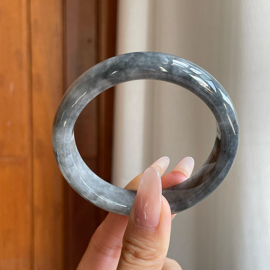 糯种乌鸡翡翠平安镯（57mm）（yc278072）