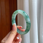 糯冰飘花翡翠平安镯（56.3mm)（yc389537）