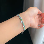 18k金镶冰玻种无色翡翠手链（yc417287）