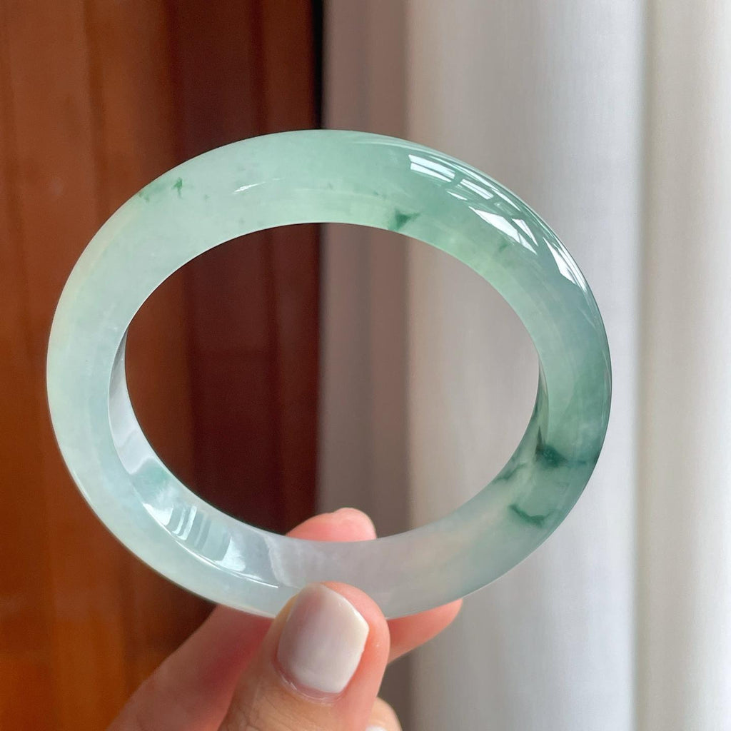 冰种飘花翡翠平安镯（57.8mm）（yc249151）