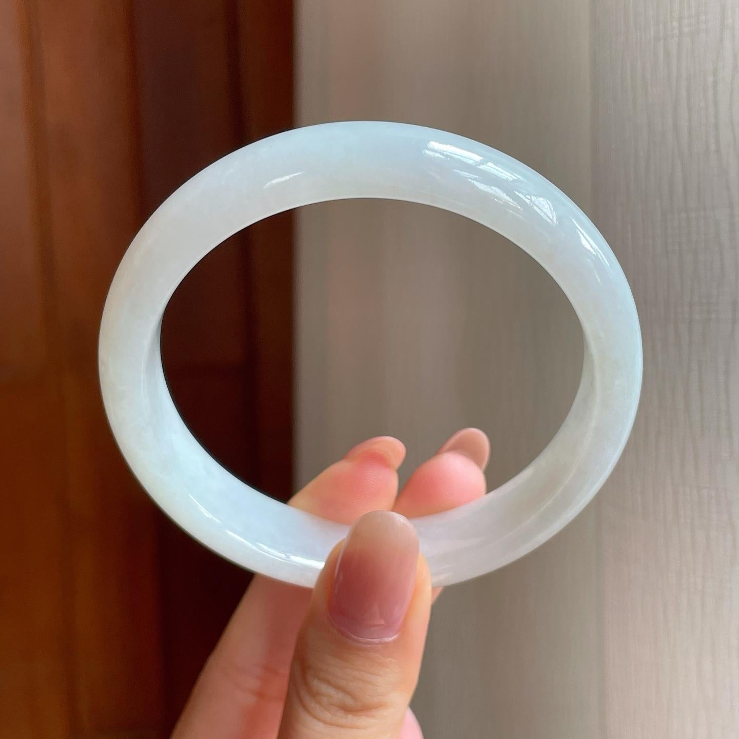 糯冰白月光翡翠平安镯（58.7mm)（yc373977）