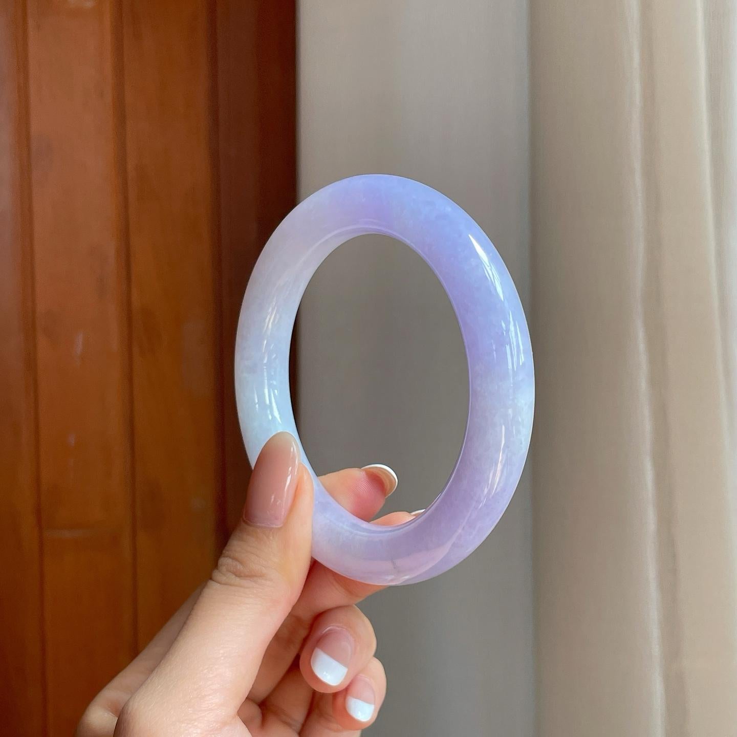糯冰紫罗兰翡翠圆条手镯（57.7mm)（yc374711）