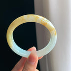糯冰黄翡翡翠平安镯（58.5mm)（yc334677）