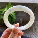 细糯种飘绿花正圈平安镯55.2圈口 天然缅甸A货翡翠（yc330326）