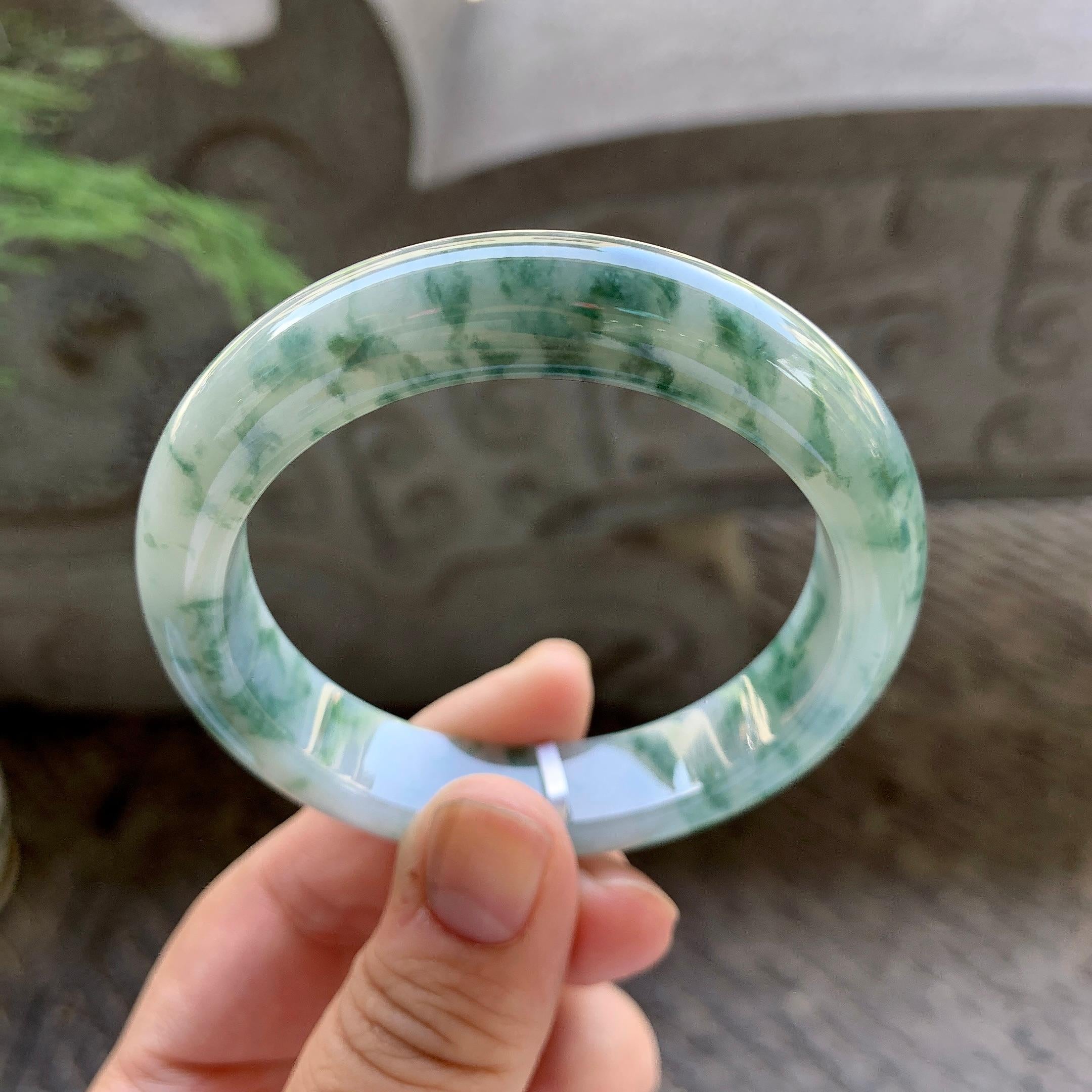 细糯种飘花平安镯（54.6mm）（yc199577）