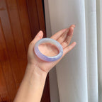 冰种紫罗兰特色撒金翡翠平安镯（56.5mm）（yc400761）