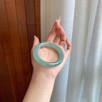 糯冰湖水绿翡翠圆条手镯（53.3mm）（yc272892）