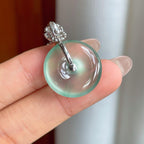 18k金镶冰种飘花翡翠平安扣（yc244886）