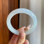 糯冰白月光翡翠平安镯（55.5mm）（yc277404）
