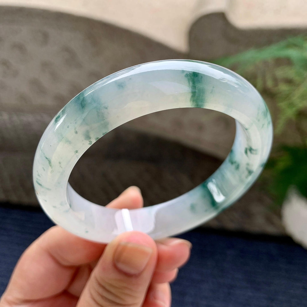 糯冰种飘花平安镯（57.7mm）（yc233906）