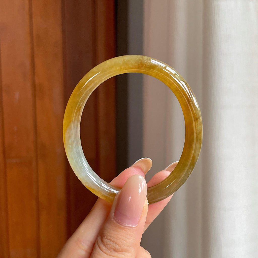 冰种黄翡翡翠贵妃镯（53mm)（yc417034）
