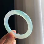 冰种飘花翡翠圆条手镯（56.5mm)（yc323813）