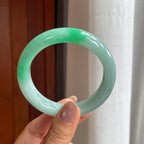 糯冰带色翡翠平安镯（58mm）（yc404808）