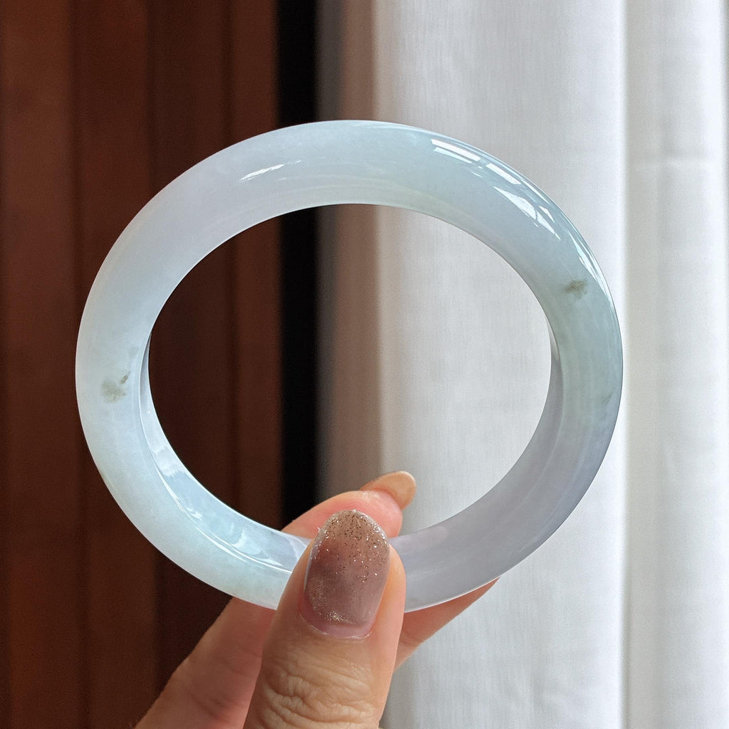大圈口 糯冰飘花正圈平安镯 61圈 天然缅甸A货翡翠（yc439879）