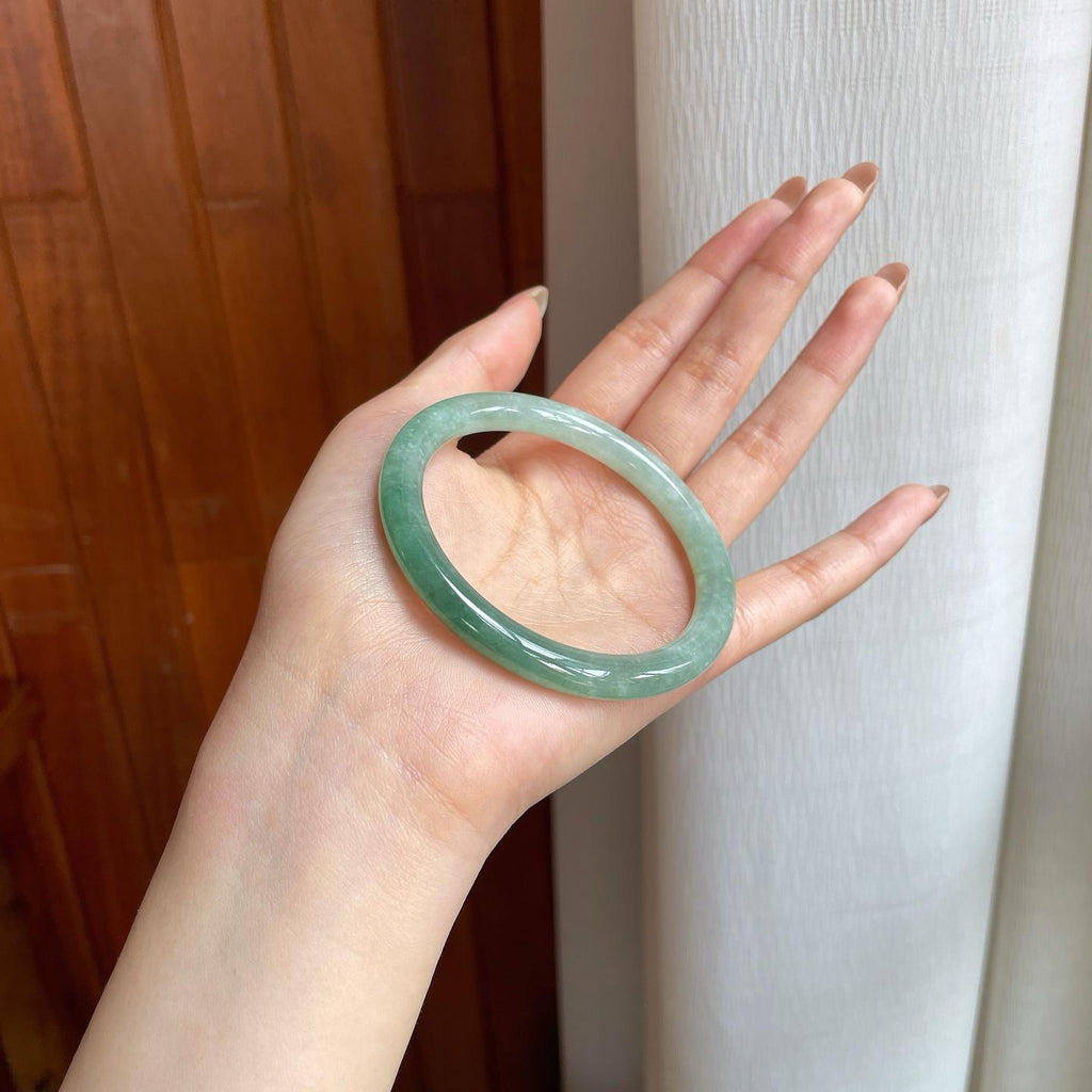 糯冰半山半水翡翠圆条手镯（54.7mm)（yc365770）