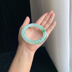 糯冰种晴底飘花翡翠圆条手镯（55.3mm）（yc380332）