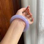 糯冰种紫罗兰翡翠圆条手镯（56mm）（yc204372）