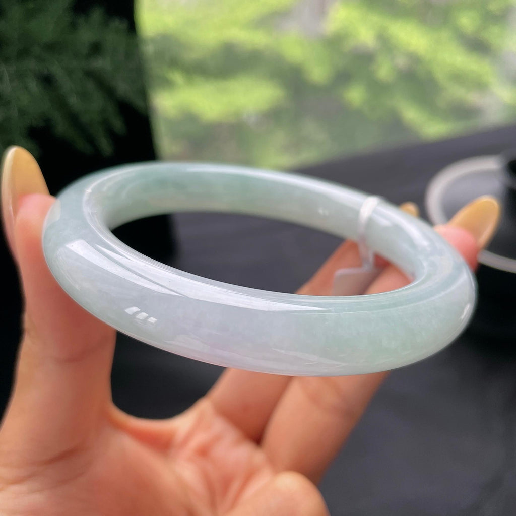 细糯种带底色圆条手镯57.1圈 天然缅甸A货翡翠（yc473143）