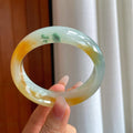 冰种黄翡飘花宽版特色平安镯（60.6mm）（yc310756）