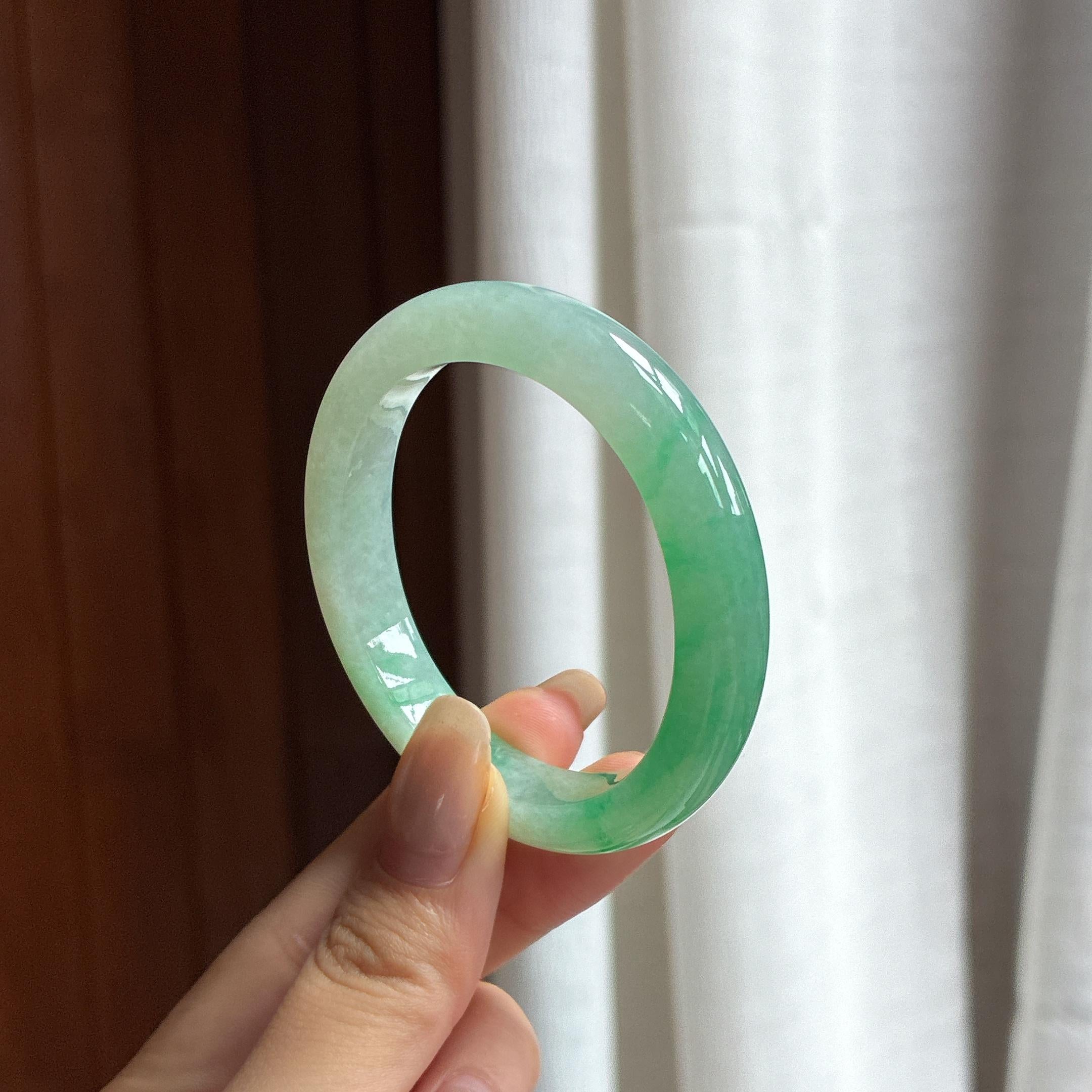 糯冰半水半水贵妃镯 49圈 天然缅甸A货翡翠（yc454399）