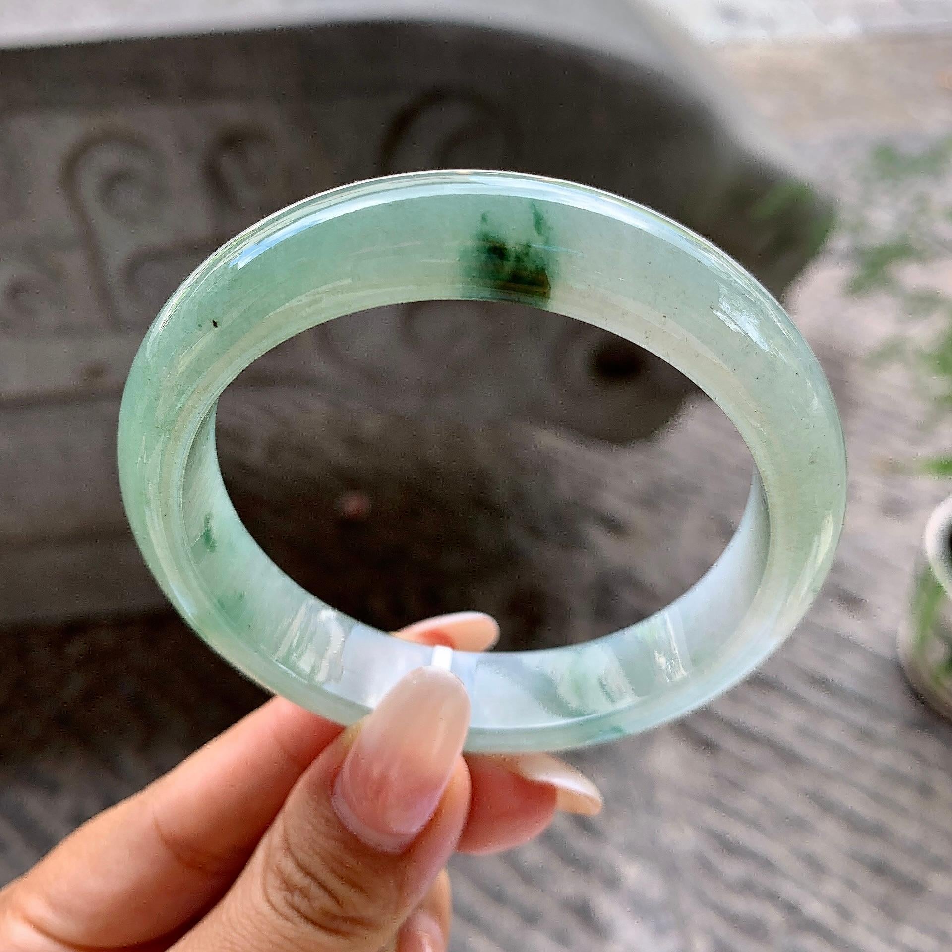 细糯种飘花平安镯（59.2mm）（yc202386）
