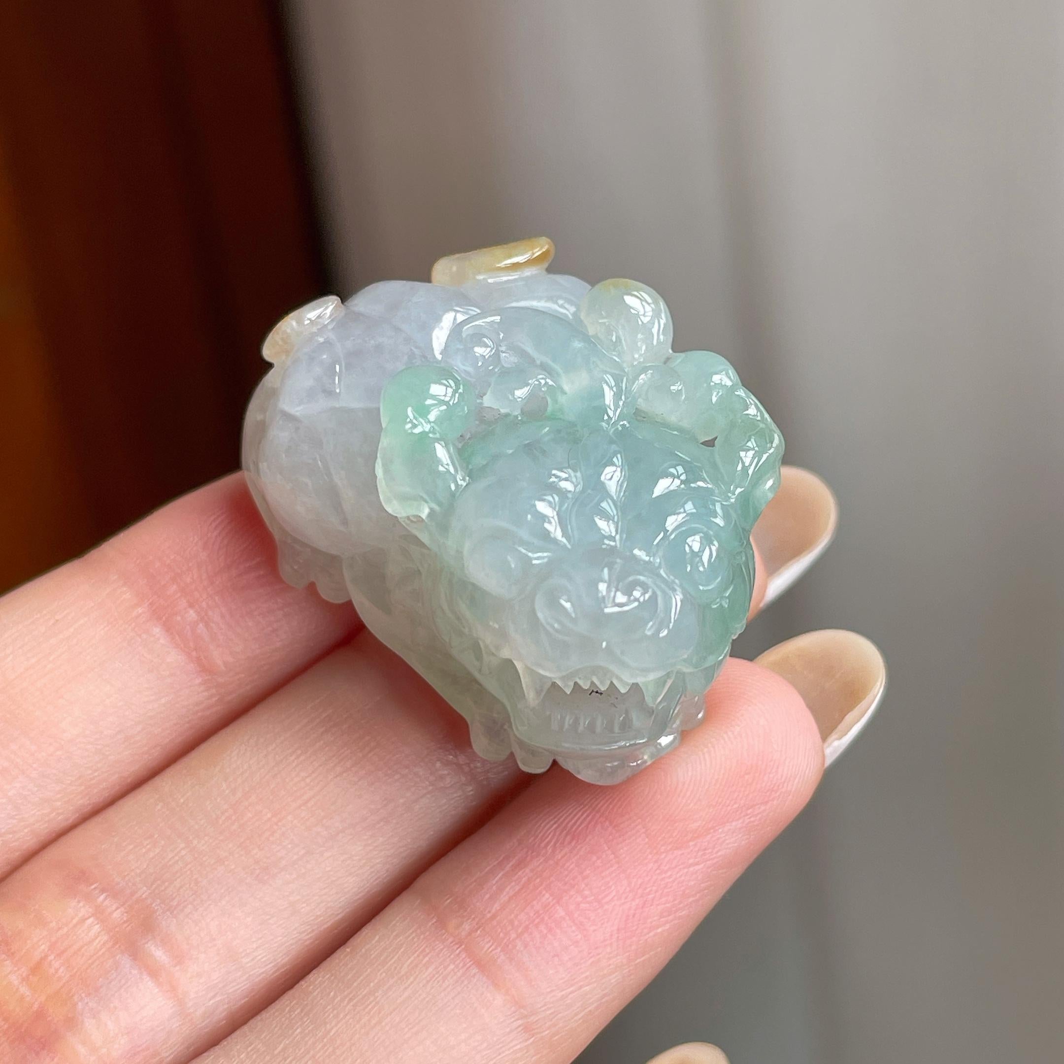 糯冰黄加绿翡翠貔貅（yc406443）