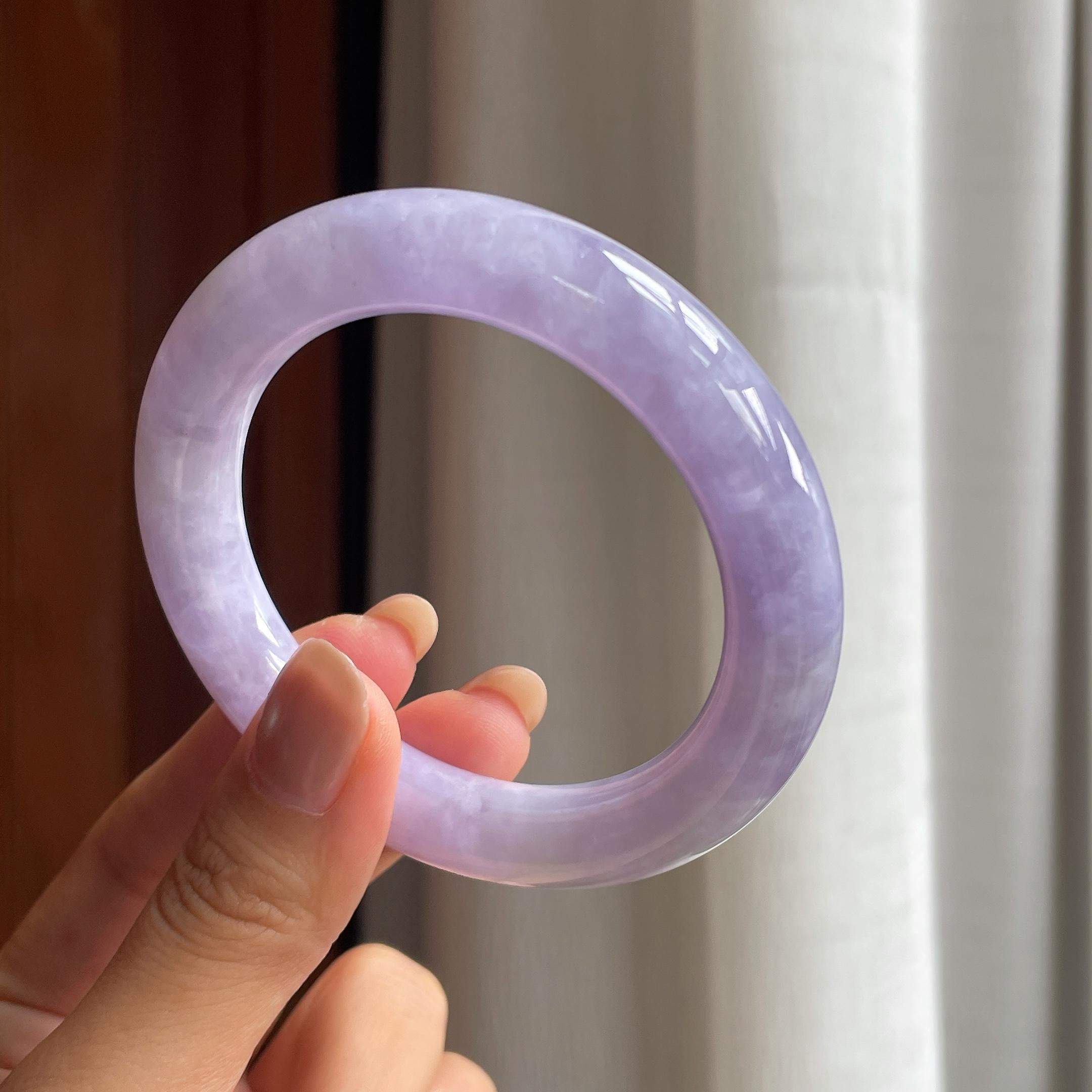 糯冰紫罗兰翡翠圆条手镯（54.6mm）（yc419568）