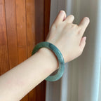糯冰乌鸡特色翡翠圆条手镯（57.7mm)（yc397509）