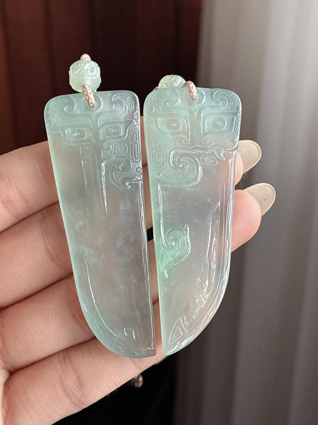 冰种淡底色珠联璧合挂件 天然缅甸A货翡翠（yc497416）