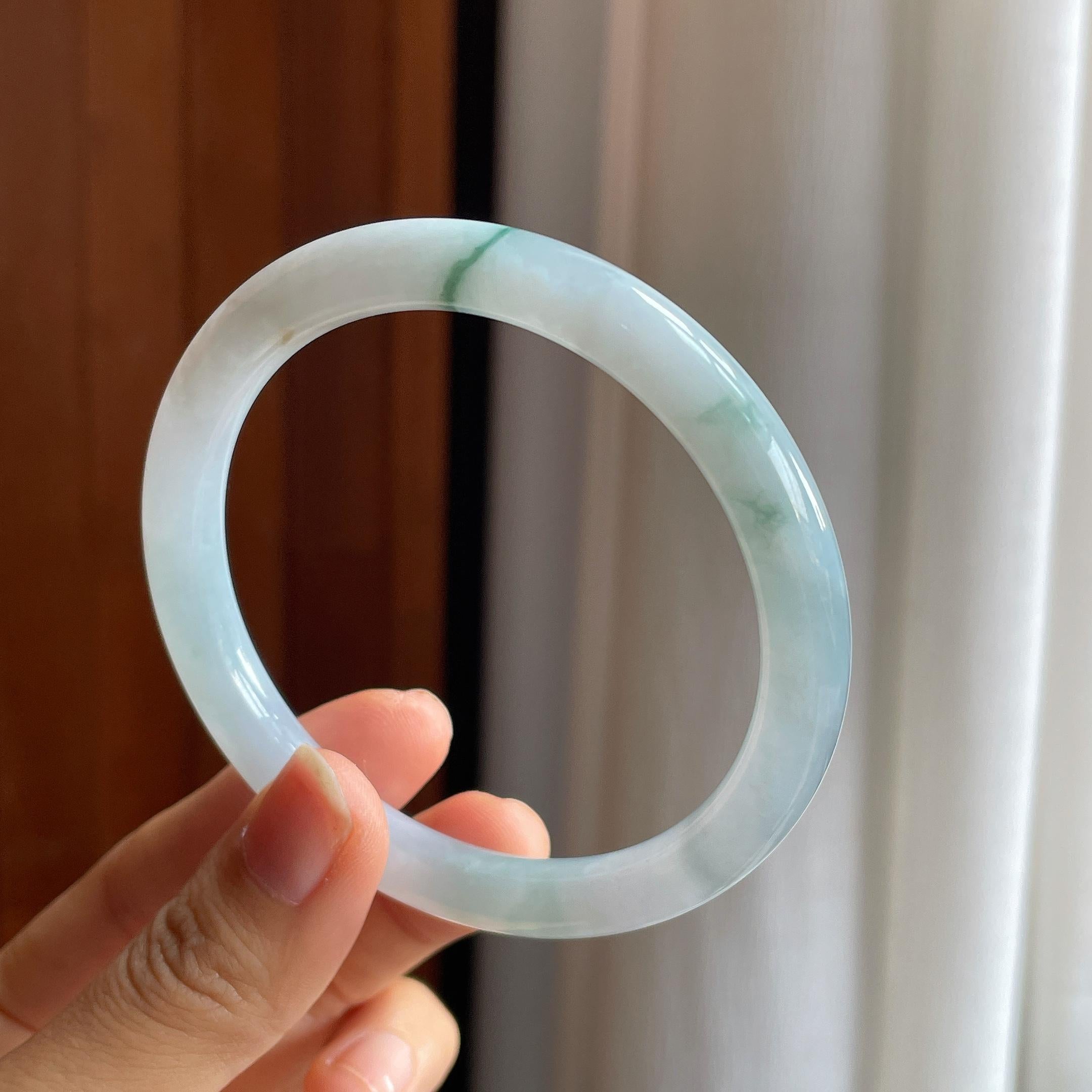 糯冰飘花翡翠圆条手镯（61mm）（yc343359）