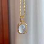 18k金钻镶冰种无色翡翠蛋面（yc255696）