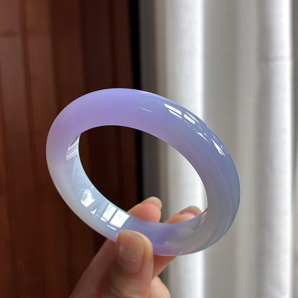 冰种紫罗兰正圈平安镯 52圈 天然缅甸A货翡翠（yc484410）