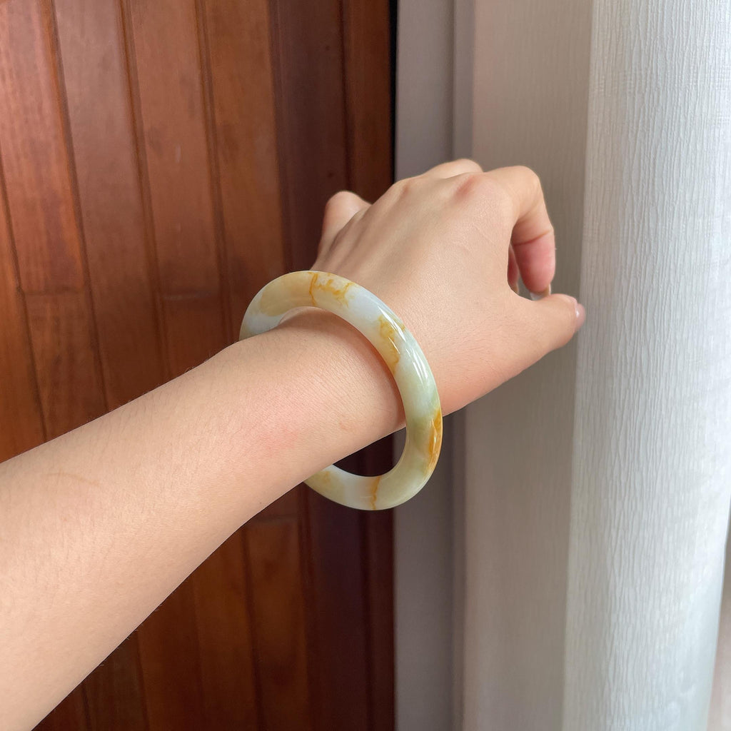 糯冰黄翡翡翠圆条(57mm)（yc415392）