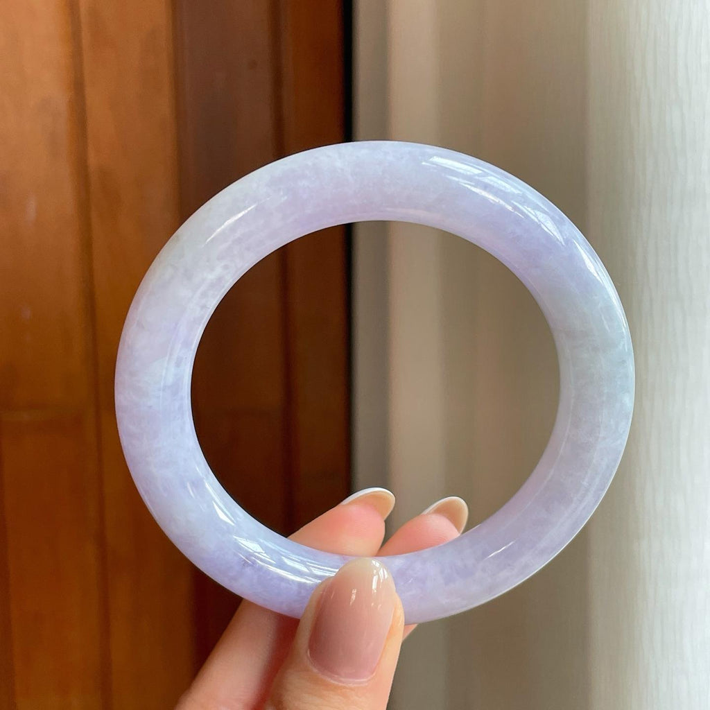 糯冰紫罗兰翡翠圆条手镯（56.8mm)（yc373956）
