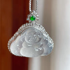 18k金镶冰种无色翡翠佛公（yc239363）