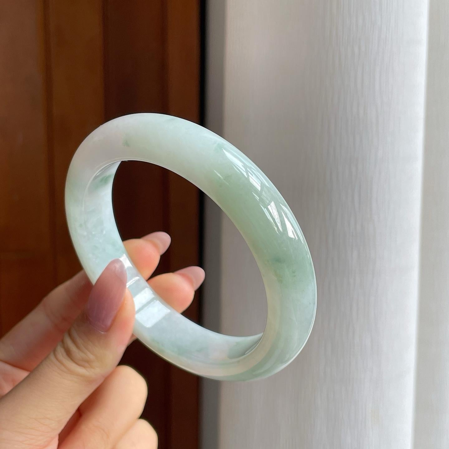 糯冰飘花翡翠平安镯（63mm）（yc286502）