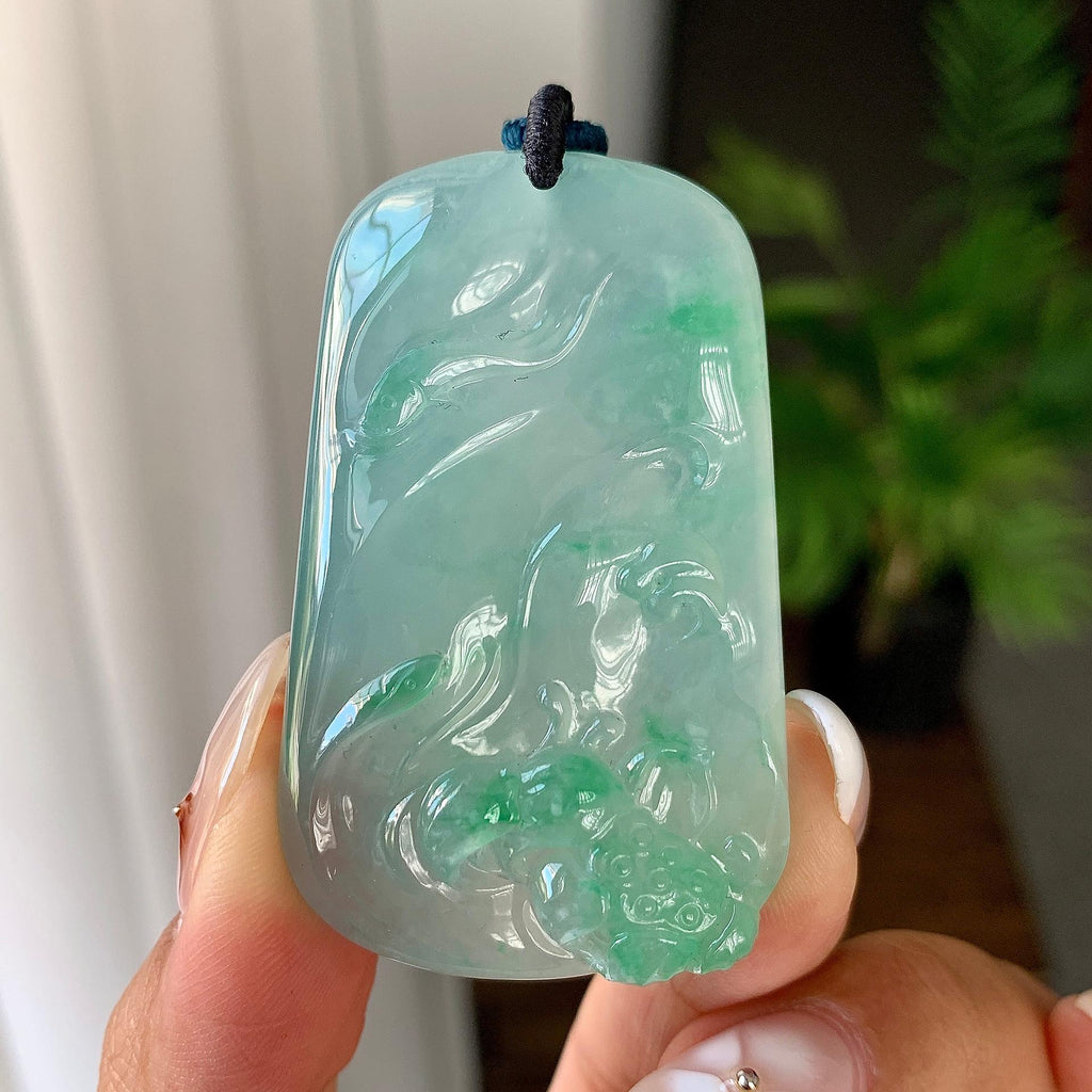 冰种飘绿山水牌挂件（yc246701）