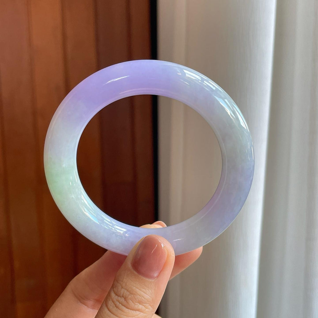细糯冰紫罗兰翡翠圆条手镯（56mm）（yc274641）