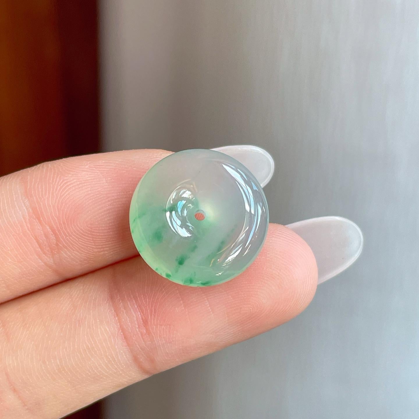 冰种飘花翡翠平安扣（yc257849）