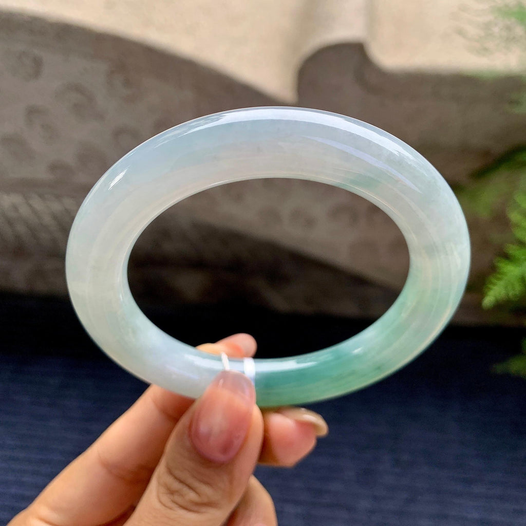 细糯种湖水绿圆条手镯（55.4mm）（yc280878）