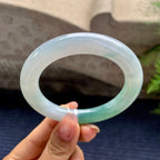 细糯种湖水绿圆条手镯（55.4mm）（yc280878）