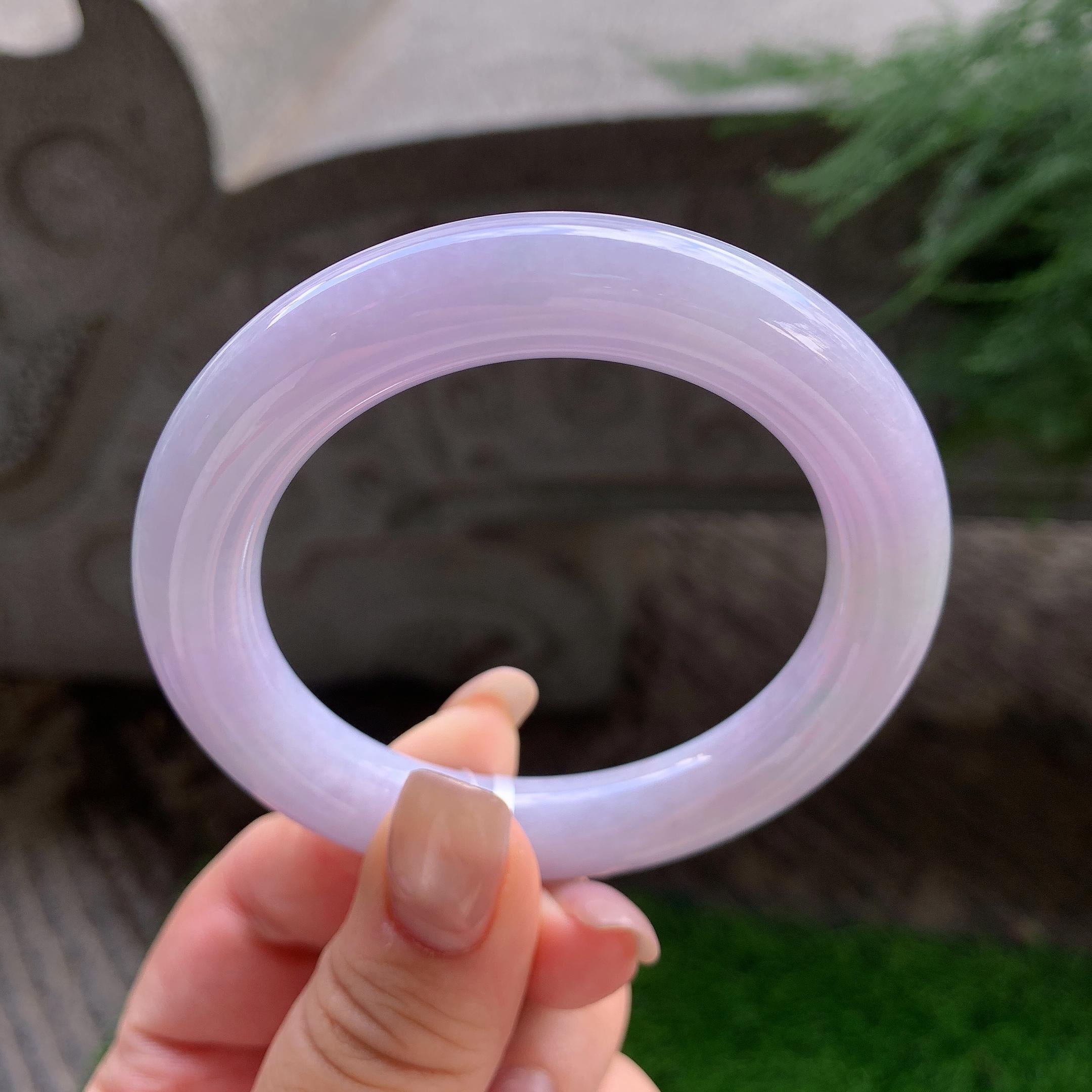 细糯种紫罗兰圆条手镯  54.2圈口  天然缅甸A货翡翠（yc418852）