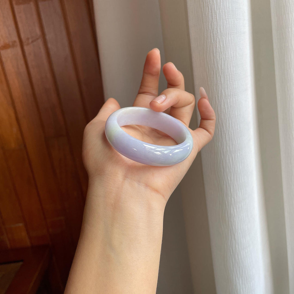 糯冰种紫罗兰翡翠平安镯（51mm）（yc314122）
