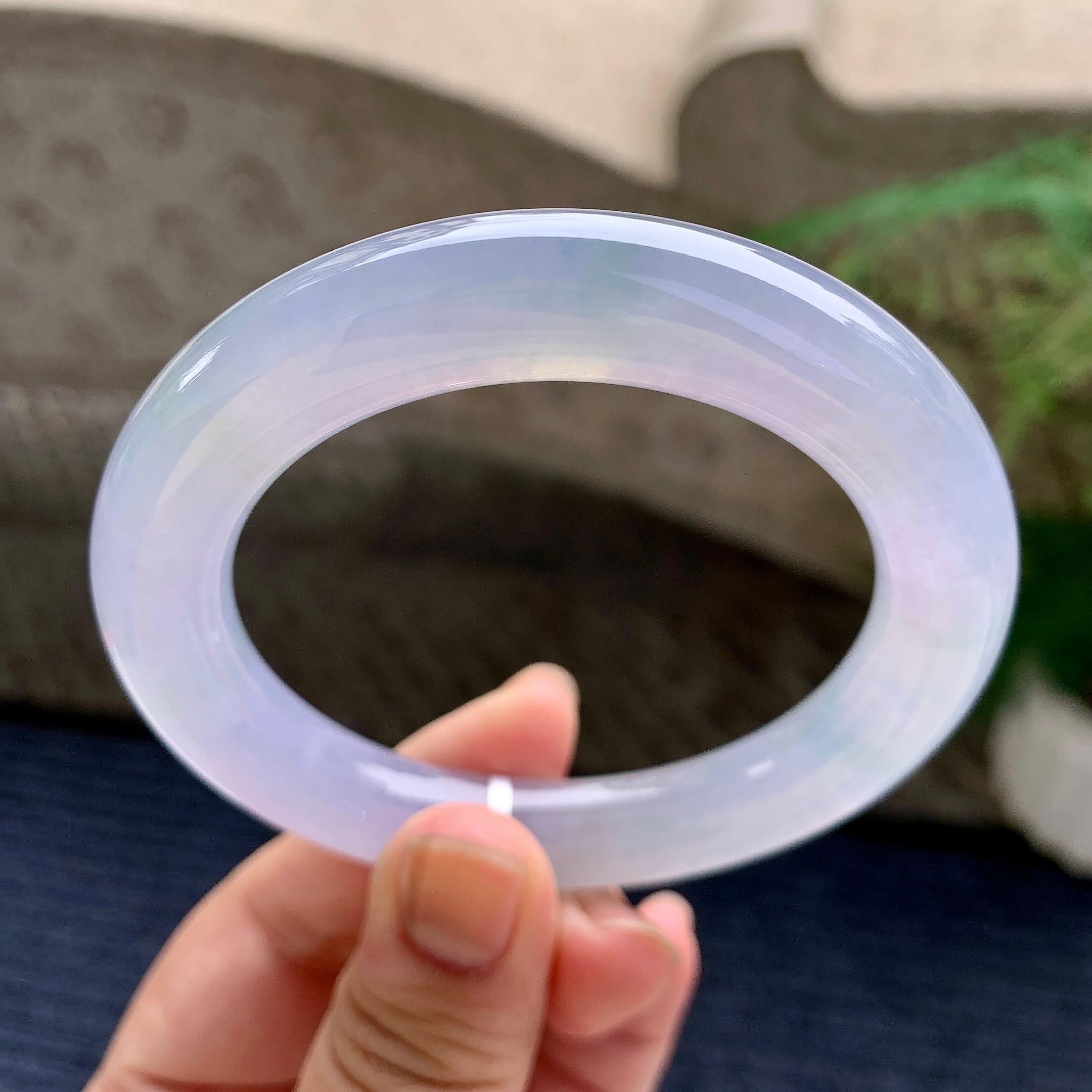 糯冰种紫罗兰圆条手镯（55.8mm）（yc233913）