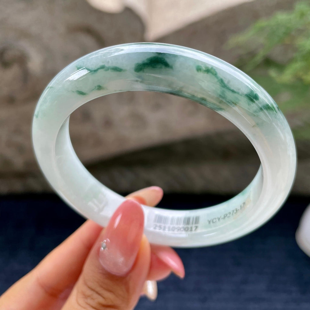 细糯种飘花正圈平安镯56圈        天然缅甸A货翡翠（yc433642）