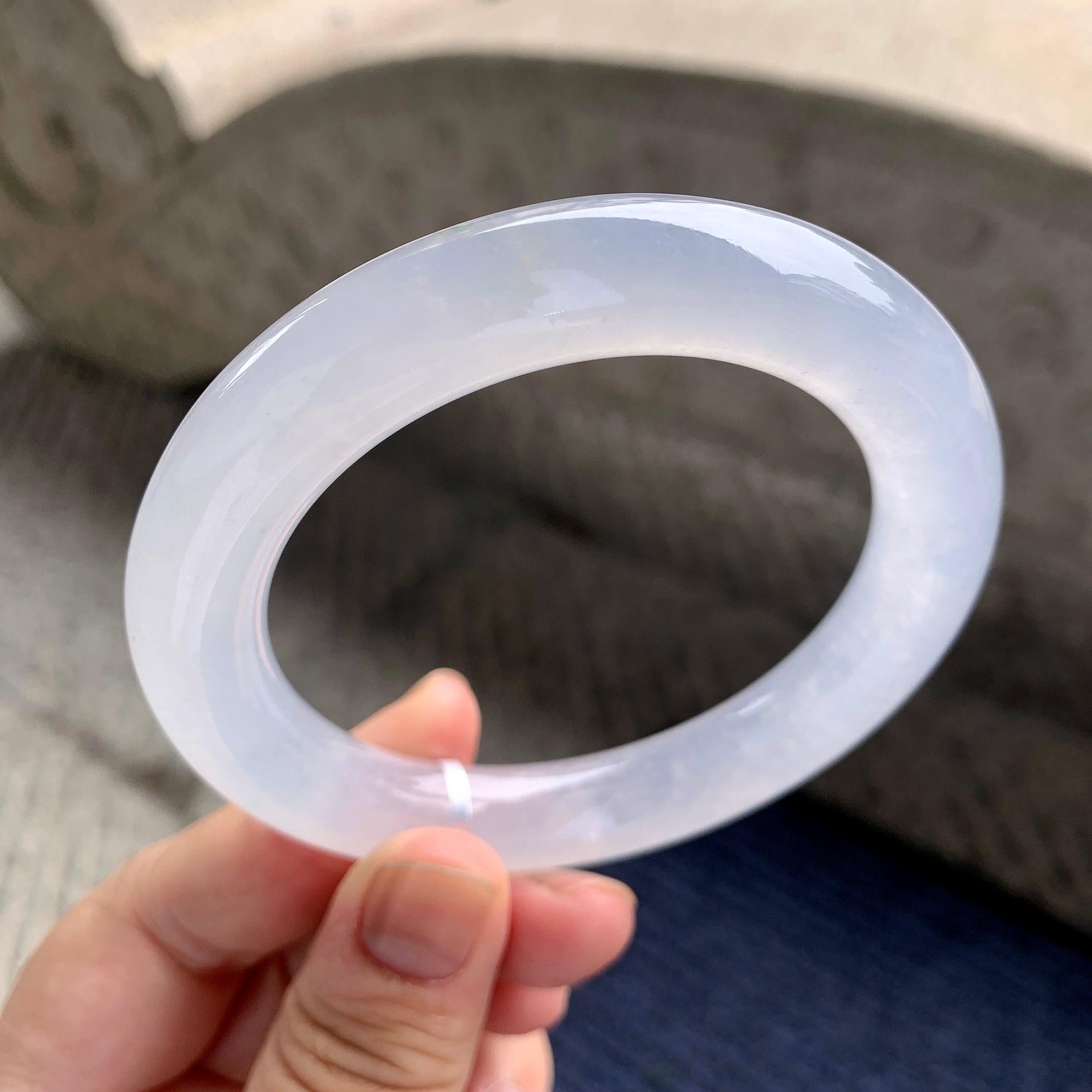 糯冰种无色圆条手镯（58mm）（yc228492）
