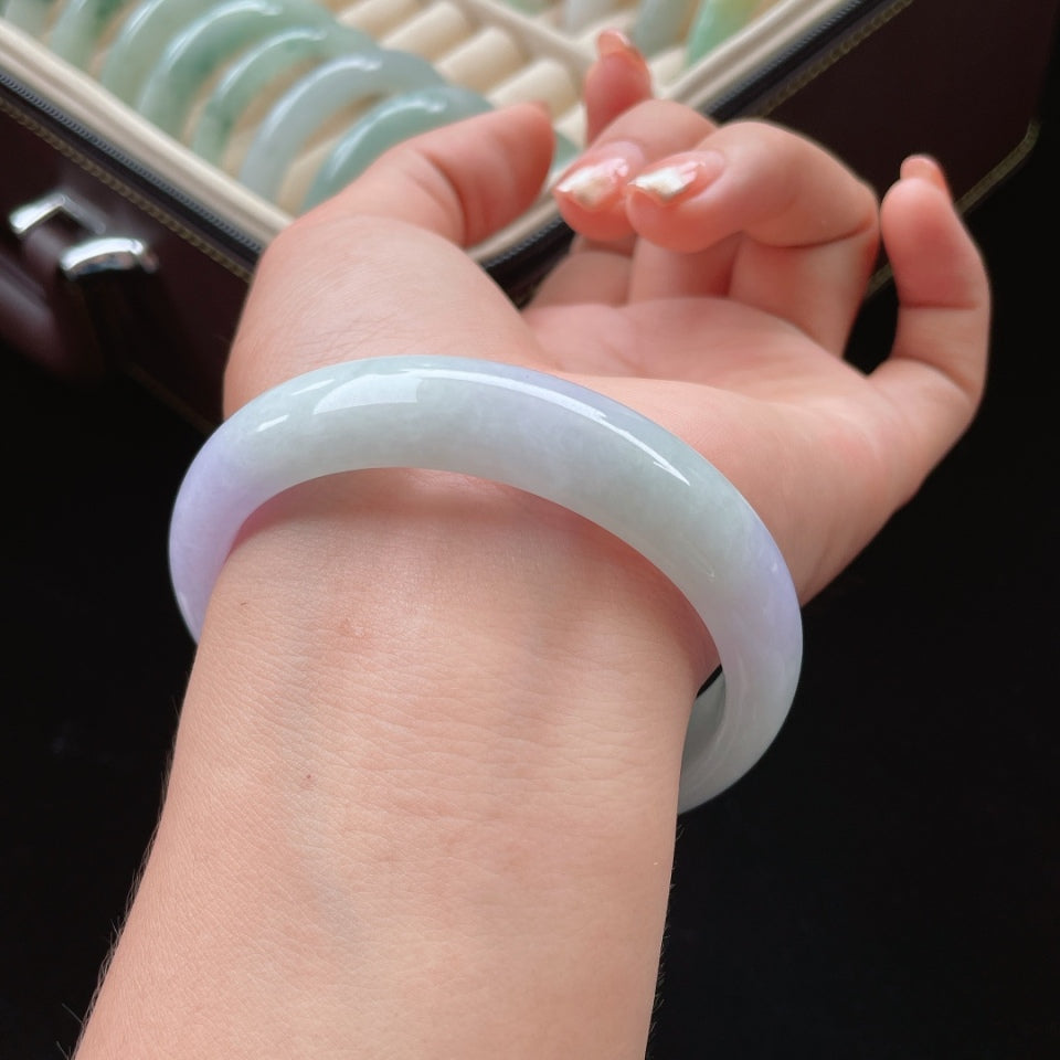 细糯种紫罗兰正圈翡翠手镯（59mm）（yc017378）