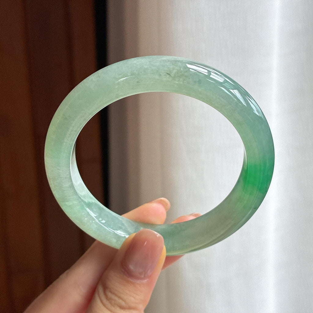 冰种带色翡翠平安镯（56.7mm)（yc424258）