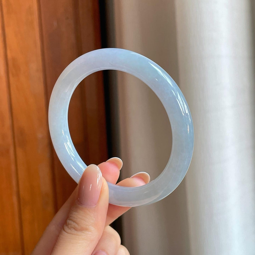 糯冰紫罗兰翡翠圆条手镯（55mm)（yc373308）