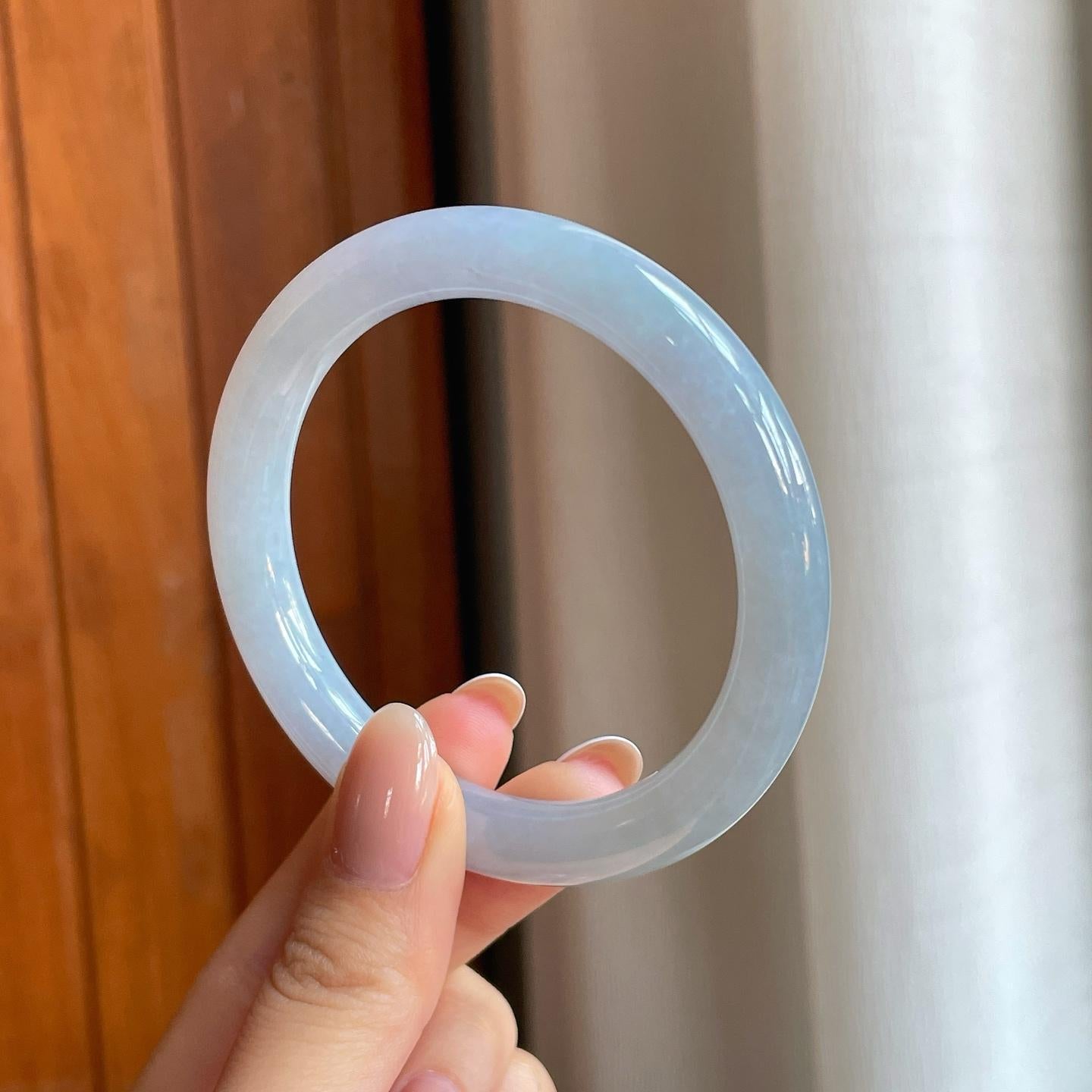 糯冰紫罗兰翡翠圆条手镯（55mm)（yc373308）